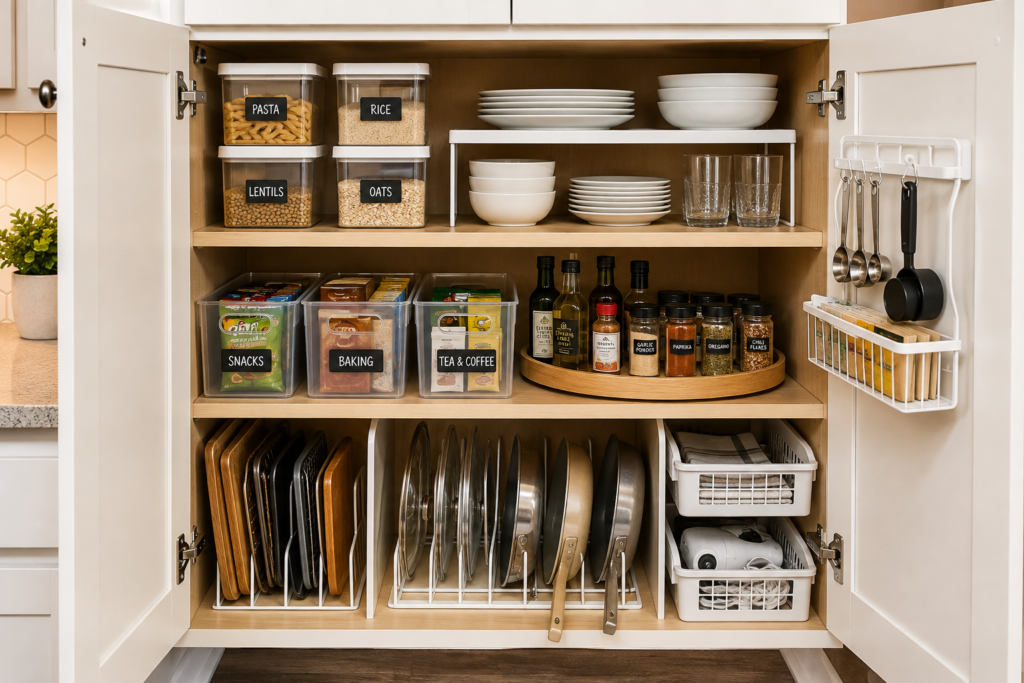 organized kitchen cabinet storage ideas