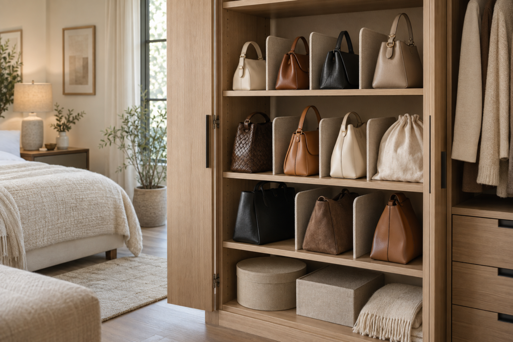 12 Smart Bedroom Handbag Storage Ideas to Protect Your Bags